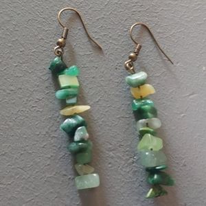 Handmade Green Stones Dangle Earrings